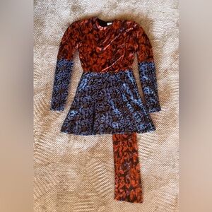 Christian Dior Silk Blend Floral Long Sleeve Dress